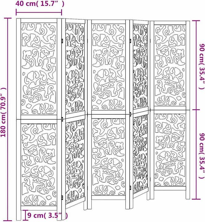 Image du produit vidaXL Séparation de pièce Paravent Séparateur de pièce 6pcs Blanc Bois massif Paulownia