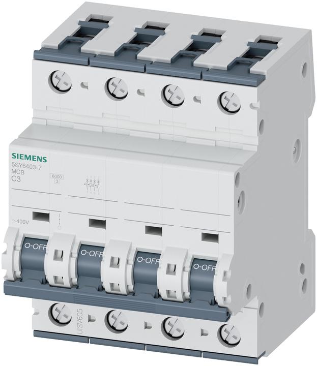 Produktbild Siemens Leitungsschutzschalter UC C 3A 4p 400V 5SY6403-7