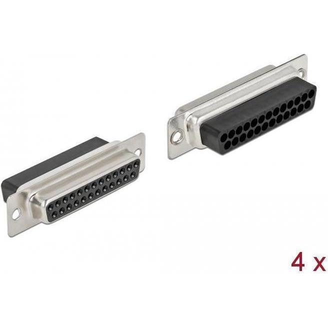 Delock D-Sub 25 Pin Crimp Buchse, Metall, 4 Stück, Elektronikkabel + Stecker, Schwarz