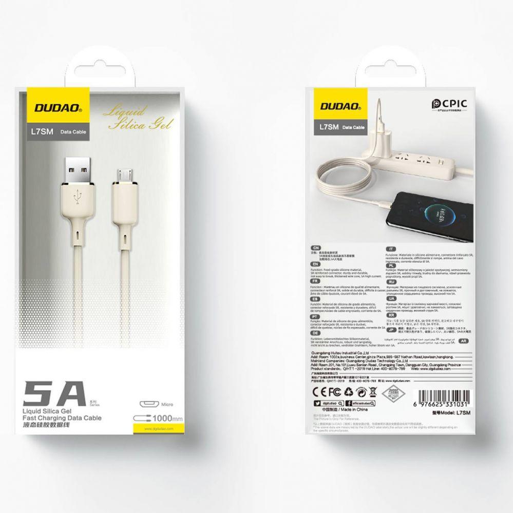 Thumbnail - Dudao L7SM USB-A - Micro-USB-Kabel 5A 1m - Beige (1 m), USB Kabel
