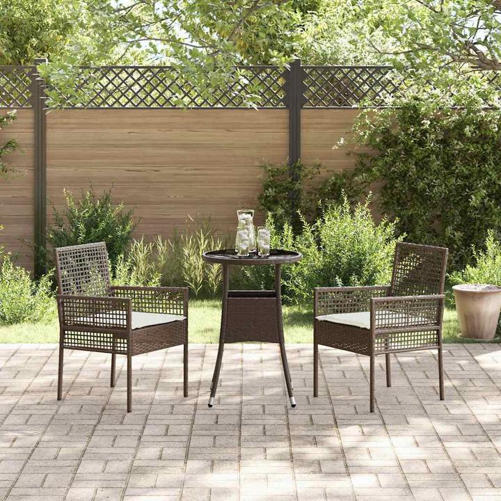 Actual product image vidaXL 3-piece garden dining set brown poly rattan
