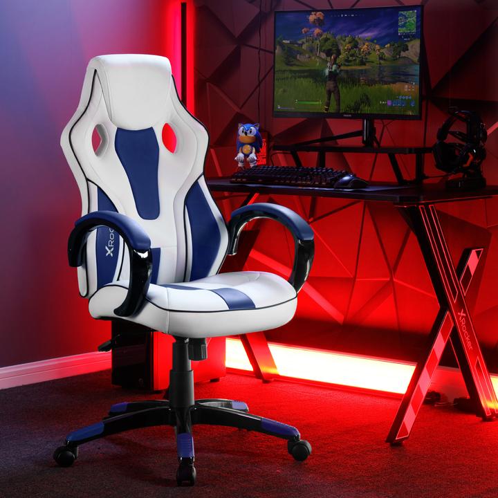 Actual product image X Rocker Xrocker Maverick Height Adjustable Office Gaming Chair - White And Blue