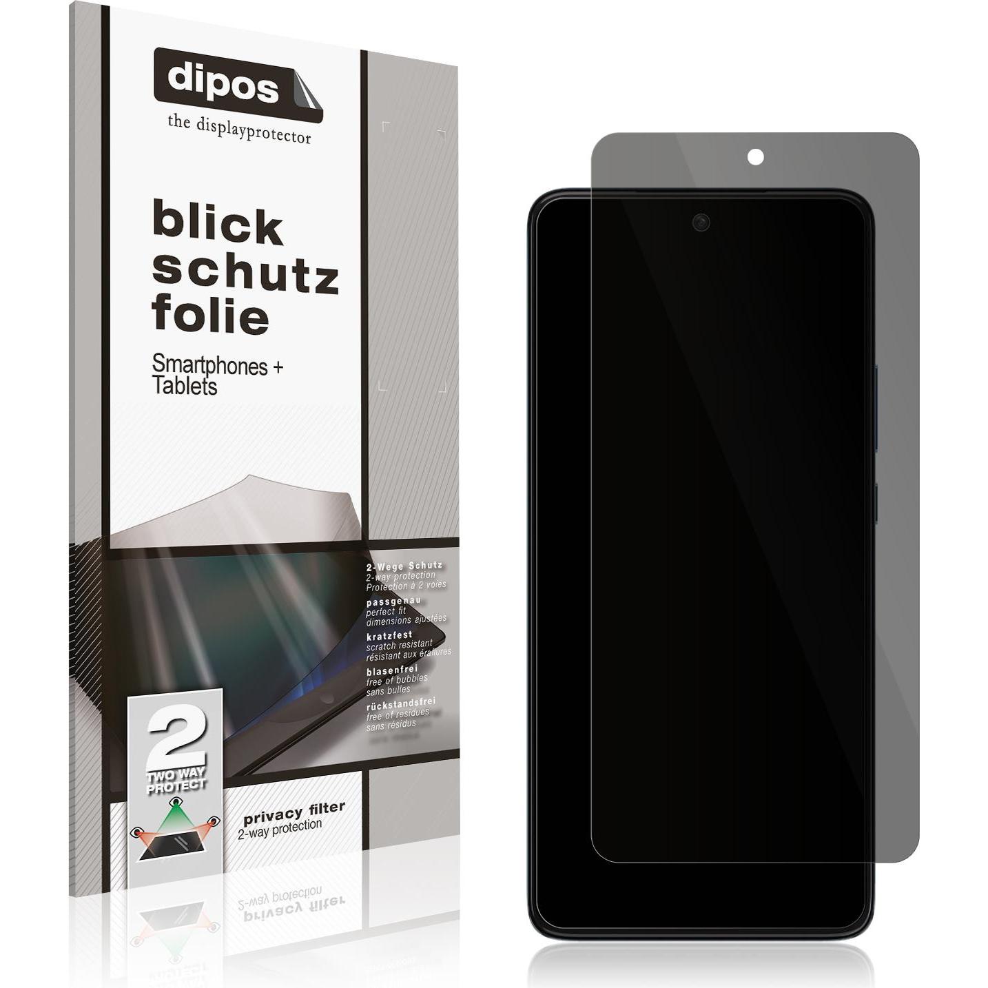 Dipos Blickschutzfolie 2-Way Anti-Shock (1 Stück, Motorola Edge 30), Smartphone Schutzfolie, Transparent