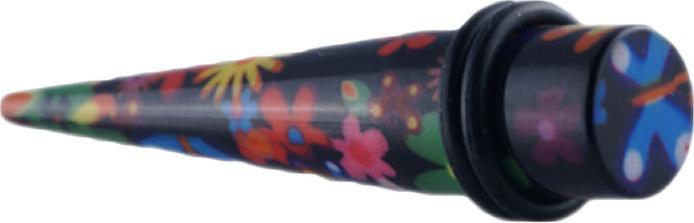 Actual product image Star Piercing Expander black with flowers (without brass, Surgical steel 316L)