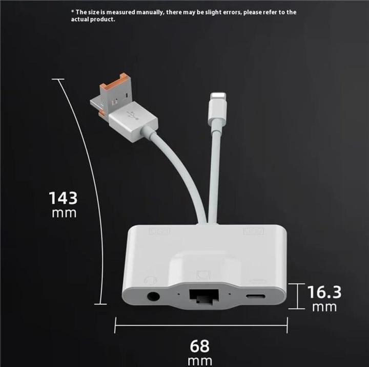 Produktbild PowerGuard DualHeadConnect USB-C/USB-A Lightning to Ethernet 3.5 mm Audio Multiport Adapter (USB-A, Lightning, USB Typ C, 3.5mm Klinke)