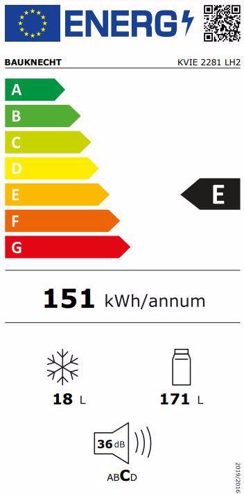 Etichetta energetica Bauknecht KVIE 2281 LH2 (189 l)