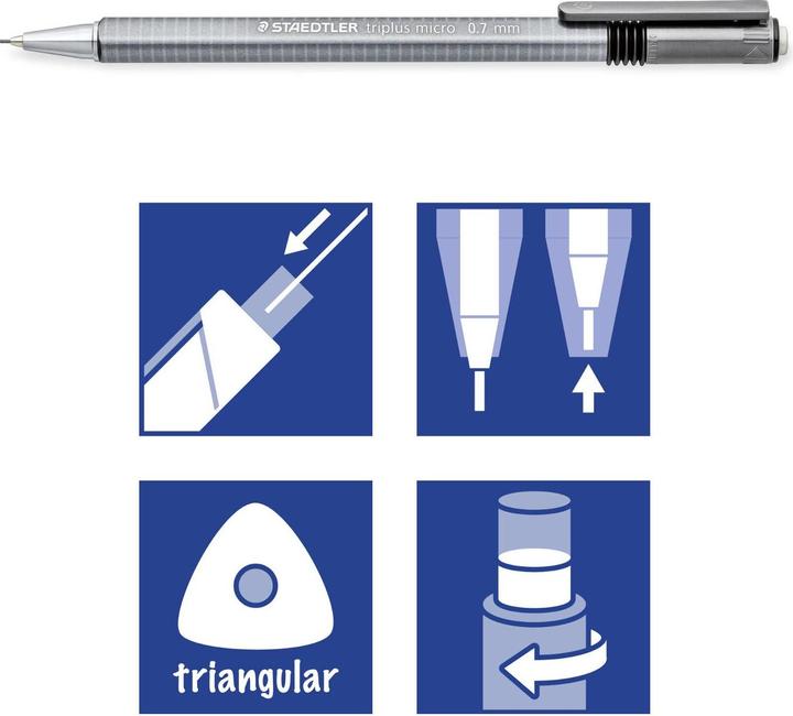 Immagine prodotto Staedtler triplus micro 774 matita meccanica triangolare in blister, 0,7 mm e 1 contenitore di mina (0.70 mm, B, 1 x)