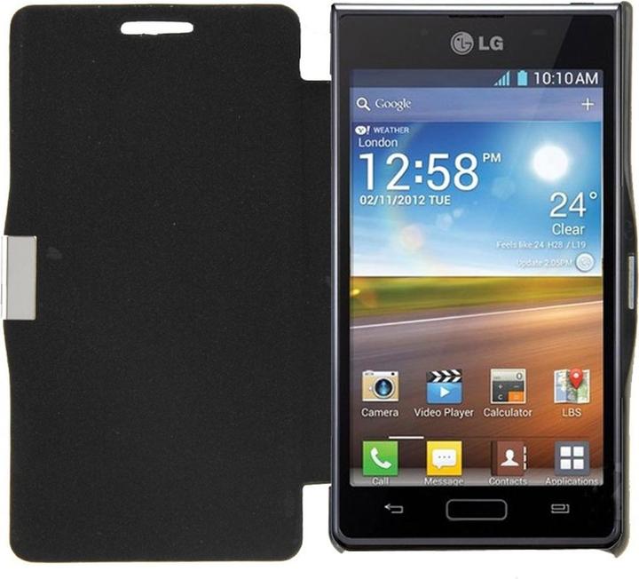 Produktbild König Design Handyhülle Tasche für LG Optimus L7 / P700 schwarz gebürstet (LG Optimus L7)