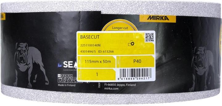 Actual product image Mirka BASECUT Sanding Paper 115 mm x 50 m P40 4x Sanding Roll ( 4x 2251100140N ) Universal Sanding Pa (P40)