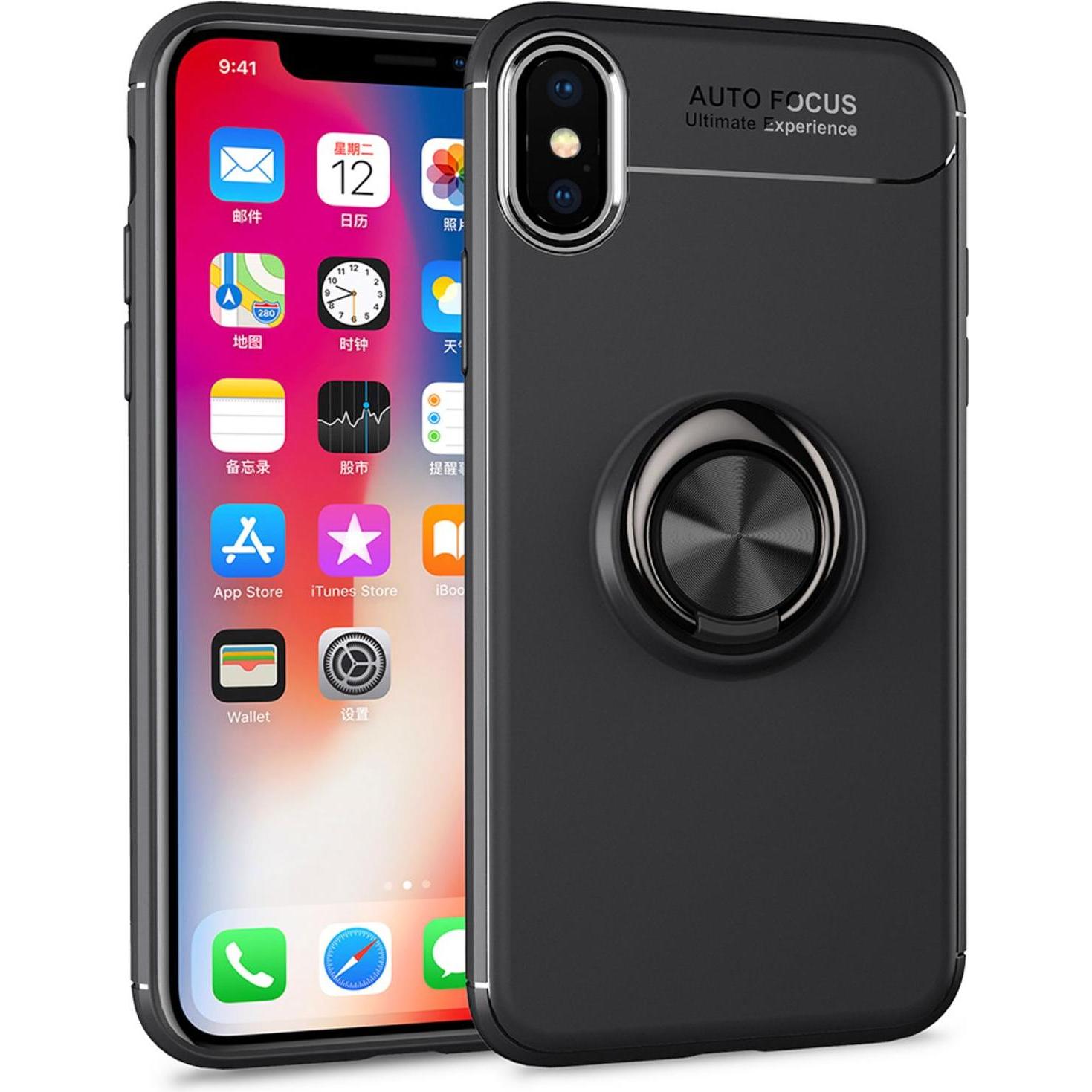Nalia Ring Handyhülle (Apple iPhone X), Smartphone Hülle, Schwarz