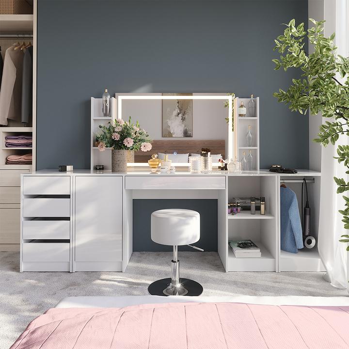 Image du produit Vicco Sherry avec miroir LED et tabouret (158.20 x 50.10 x 76 cm)