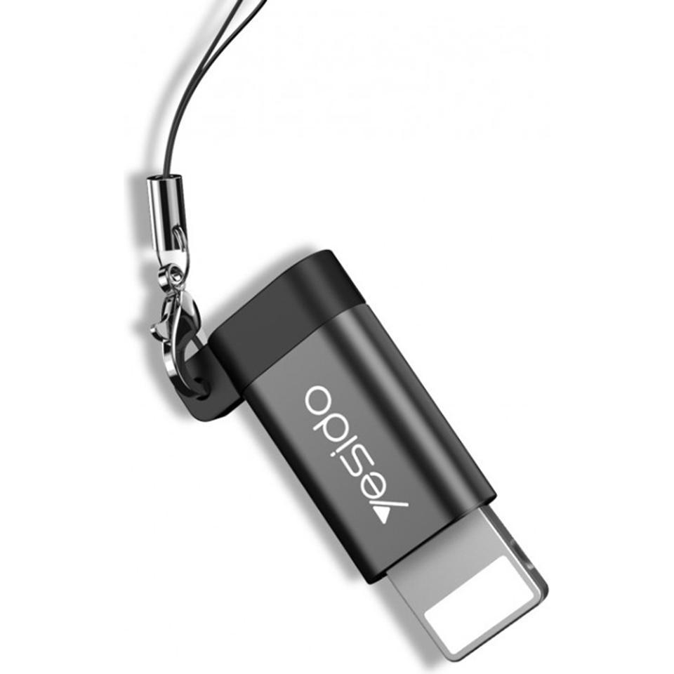 Yesido - OTG Adapter (GS05) - Lightning to Micro USB, Plug & Play, 480Mbps - Black (Lightning, Micro USB), Adattatore dispositivo mobile, Nero