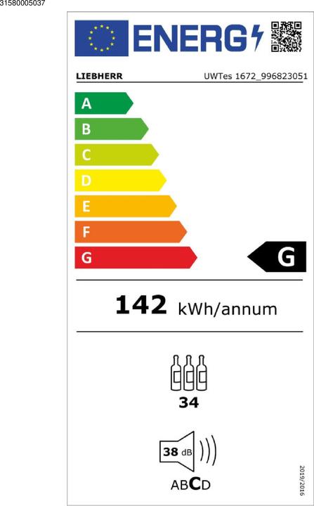 Label énergétique Liebherr Armoire de mise en température du vin encastrable