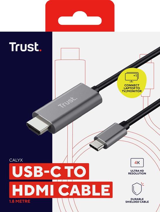 Actual product image Trust USB-C connection cable (1x USB-C™ plug (1.80 m, USB Type C, HDMI, 1.4)