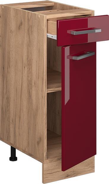 Bordeaux Hochglanz, Goldkraft Eiche, Rot, Rot Hochglanz