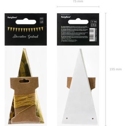 Thumbnail - Partydeco Wimpel, gold, 2,15 Meter