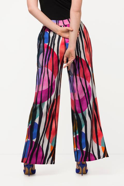 Immagine prodotto Ulla Popken Pantaloni in misto lino con taglio della gamba dritto, nervatura e cintura elastica (54, 56)