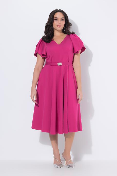 Actual product image Ulla Popken Flutter Cap Sleeve Gown (58)