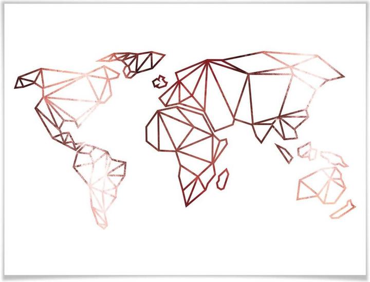 Produktbild Trenddeko Origami Weltkarte - Roségold-Optik (100 x 80 cm)