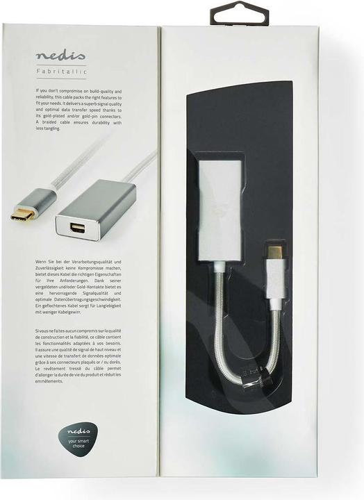 Actual product image Nedis USB Adapter USB 3.2 Gen 1 USB-CT male Mini DisplayPort female 0.20 m round Gold-plated Gefloch (Mini DP, 20 cm)
