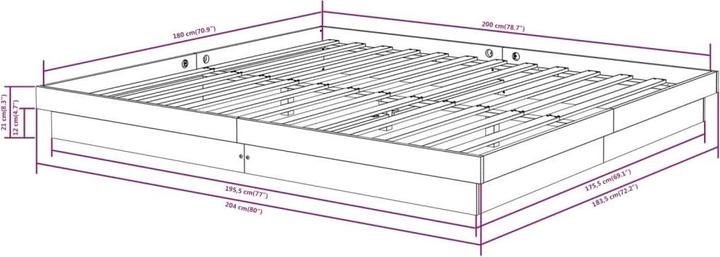 Actual product image vidaXL Bettgestell (180 x 200 cm)