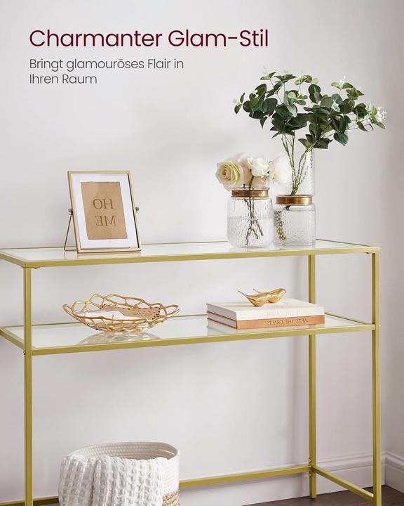 Actual product image Vasagle Console table glass gold 100.0 x 35.0 x 80.0 cm (100 x 35 x 80 cm)