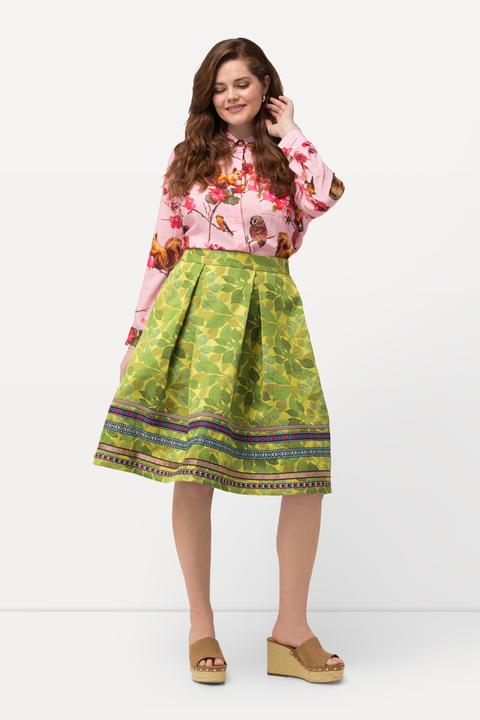 Produktbild Ulla Popken Rock, A-Linie, Jacquard-Blütenmuster, Zierbänder (48)