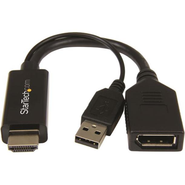 Thumbnail - StarTech HDMI TO DP 1.2 ADAPTER - 4K (HDMI, USB, 25.50 cm), Data + Video Adapter, Schwarz