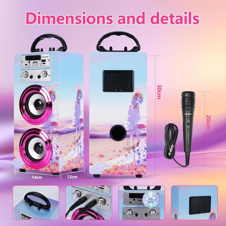 Immagine prodotto Dynasonic Tragbare Karaoke-Maschine mit 2 Mikrofonen