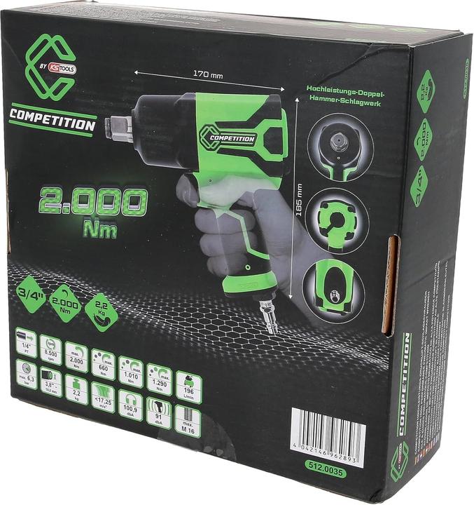 Produktbild KS Tools 3/4″ COMPETITION Hochleistungs-Druckluft -Schlagschrauber, 2000Nm