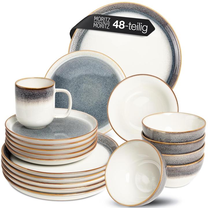 Moritz & Moritz Tarento 48tlg Geschirr Set für 12 Personen - Grau (48 Piece)
