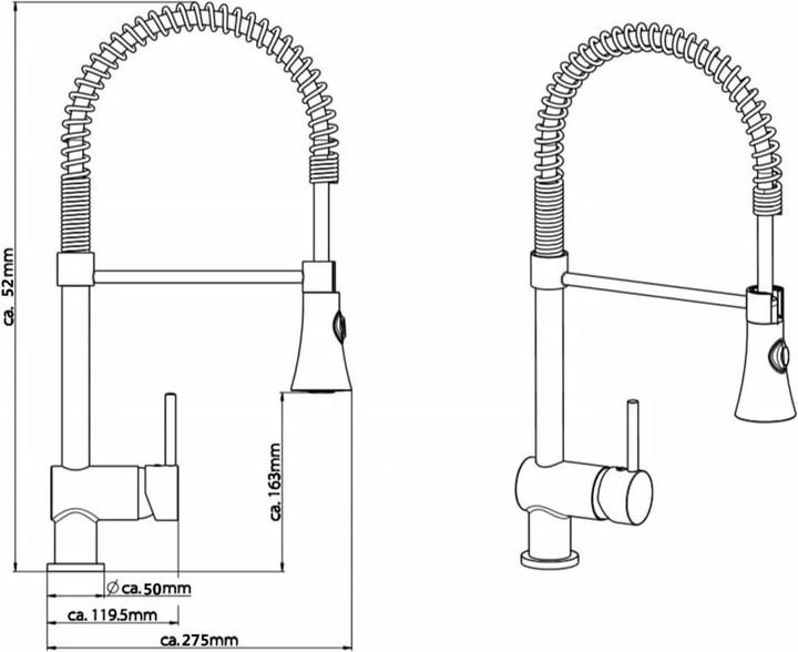 Actual product image Schütte Kitchen tap CORNWALL spiral spring sink mixer stainless steel look swivelling 79155