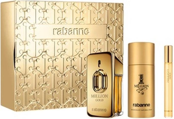 Image du produit Paco Rabanne 1 Million Gold Parfum 50ml, Spray Déodorant 150ml, et Spray de Voyage 10ml Set (Coffret de parfum)