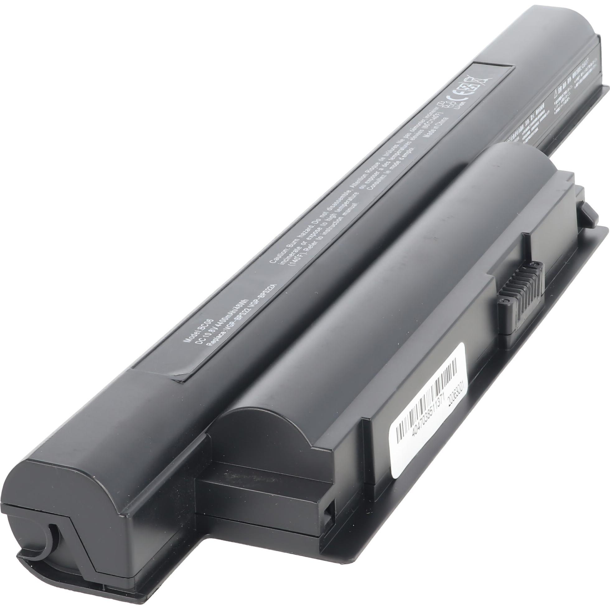 Sony Akku VGP-BPS22A (6 Zellen, 4400 mAh), Notebook Akku, Schwarz