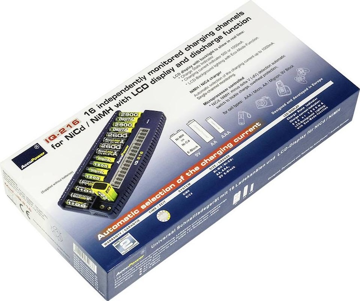 Produktbild AccuPower IQ216 (1 Stk., AAA, AA, 9V Block, Ladegerät inkl. Akku)