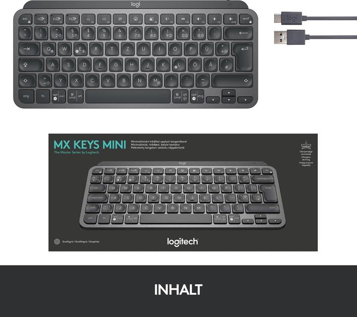 Produktbild Logitech MX Keys Mini (CH, Kabellos)