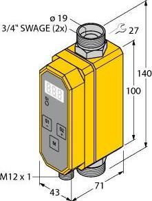 Turck Kompakte Inline-Durchflussmesser Messung d.Durchflussmenge Relaisausg.24V