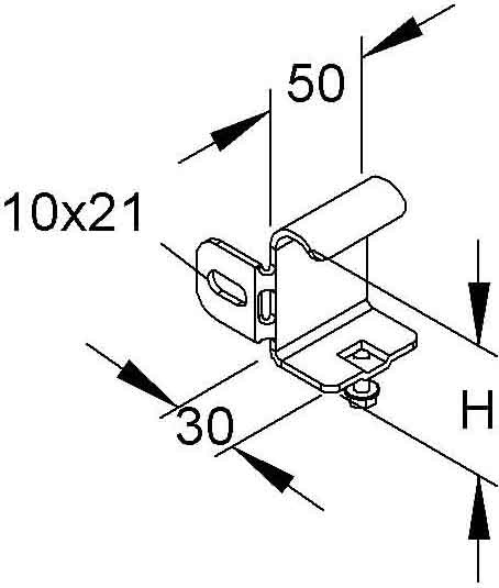 Produktbild Niedax NIE KRBR60F End-/Bodenbefestigung rechts H61mm feuerverz.DIN EN ISO1461 (5 cm)