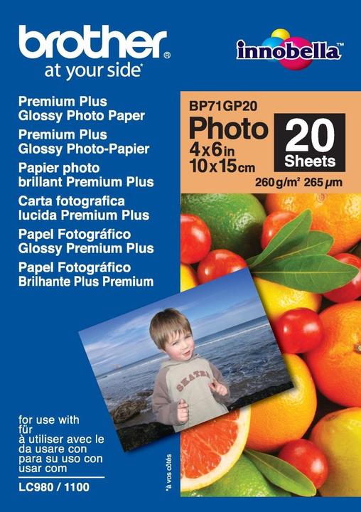 Productafbeelding Brother Premium Plus Glanzend BP-71GP20 (260 g/m², 10 x 15 cm, 20 Pcs.)