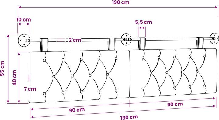 Actual product image vidaXL Modernes Kopfteil (190 x 7 x 7 cm)