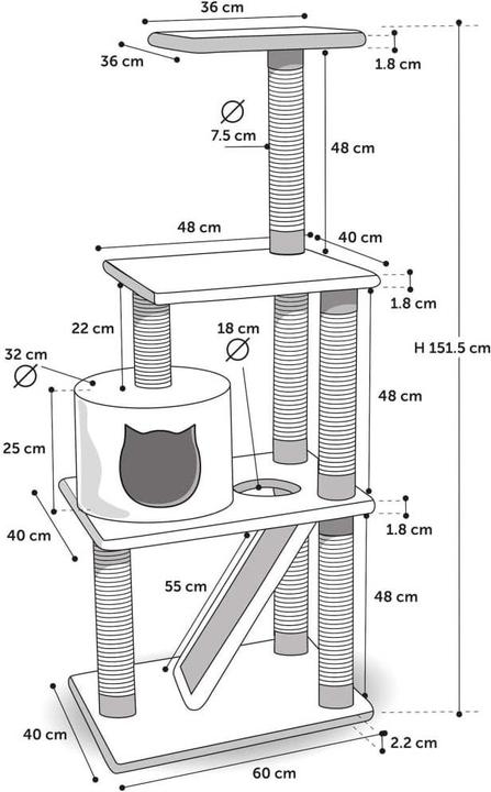 Actual product image Flamingo Scratching post (151.50 cm, Black)