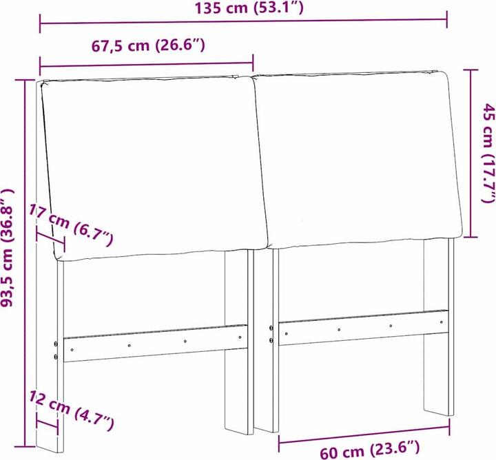 Image du produit vidaXL Gepolstertes Kopfteil (135 x 17 x 93.50 cm)