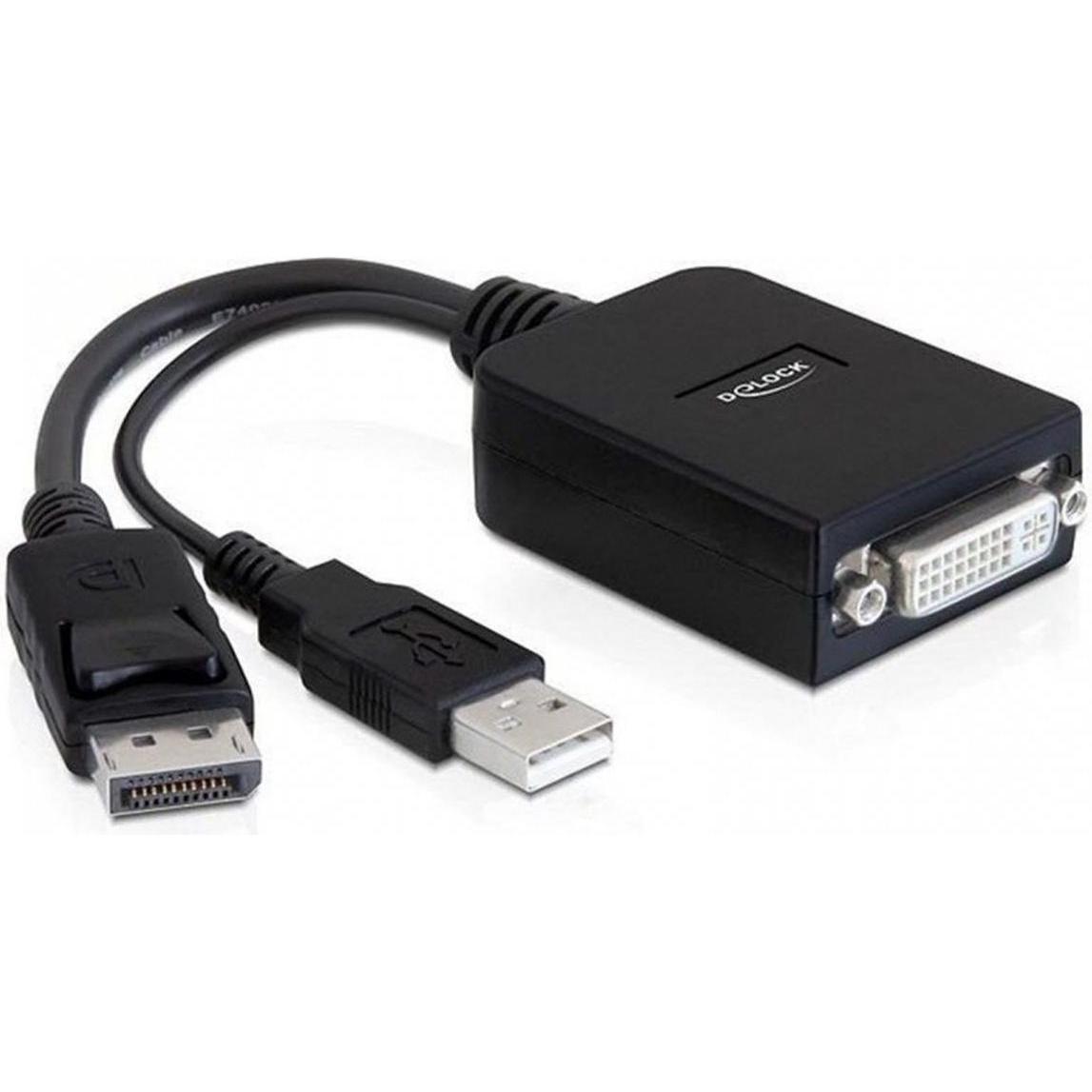 Delock DisplayPort 1.1 bis (DVI, 23 cm), Data + Video Adapter, Schwarz