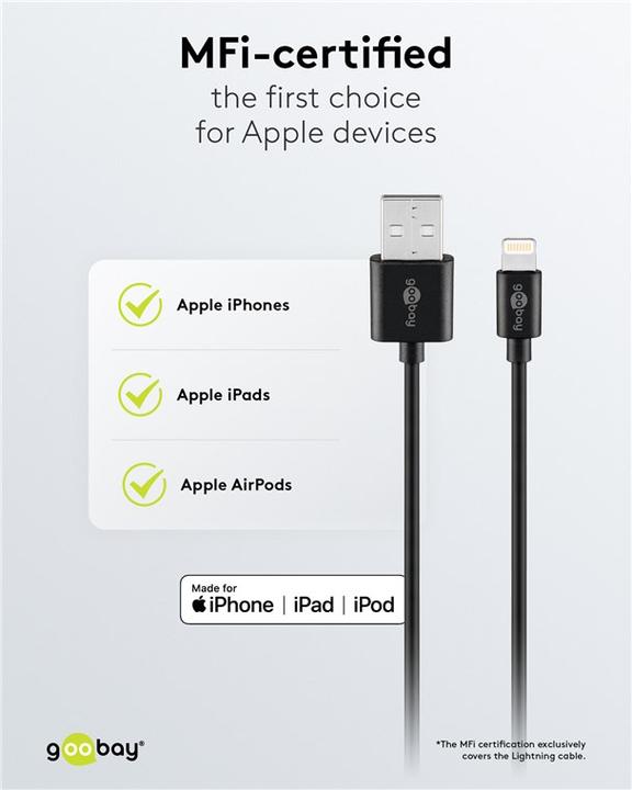 Produktbild Goobay USB-A Ladegerät mit Apple Lightning Kabel (5 W)