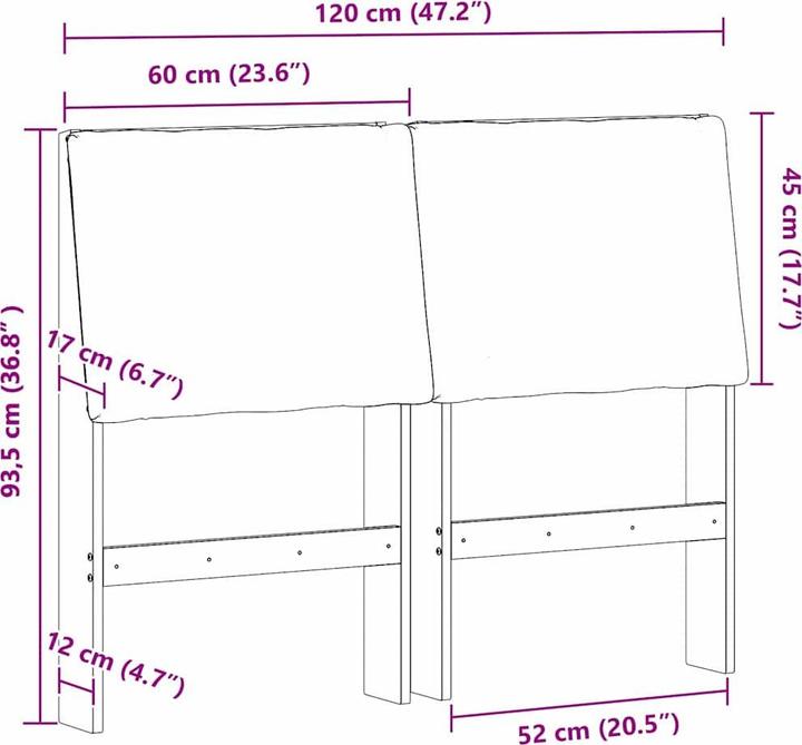 Image du produit vidaXL Gepolstertes Kopfteil (17 x 17 x 93.50 cm)