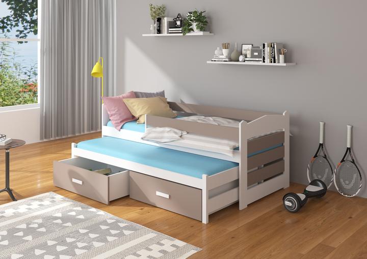 Produktbild ADRK Furniture Doppelbett mit Geländer und Matratzen TIARRO 200x90