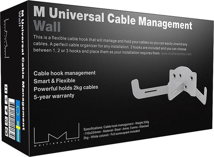 Produktbild Multibrackets Kabelhalterung Wand, Metall, weiss, max 2 kg (22.40 cm)