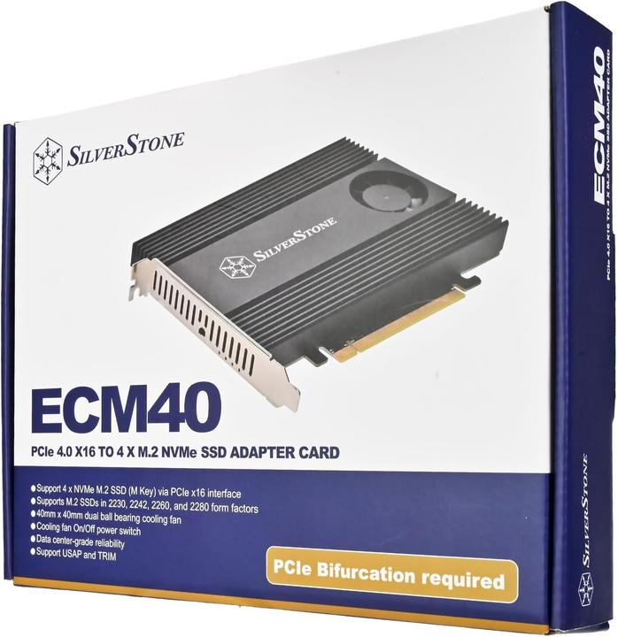 Produktbild Silverstone SST-ECM40, Adapterkarte PCIe 4.0 x16 zu 4 x M.2 NVMe SSD, M.2 (NGFF) M Key