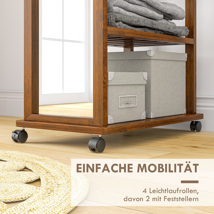 Produktbild Homcom Standspiegel mit Regal und Rollen (60 x 36 x 170 cm)