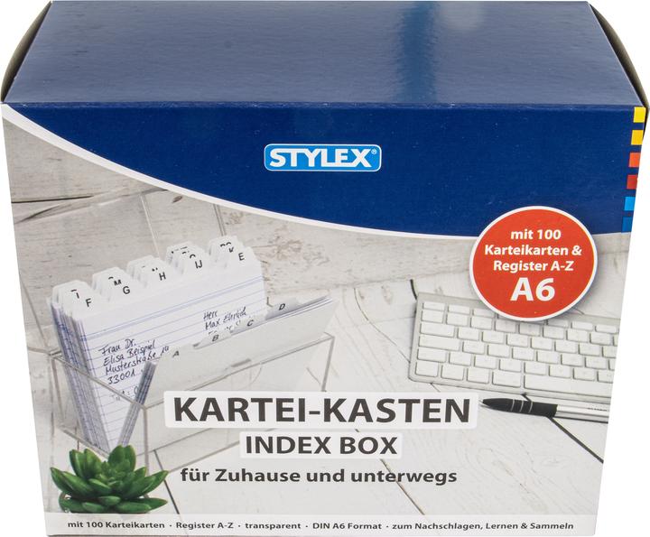 Produktbild Stylex Karteikasten A6 glasklar inkl 100 Karteikarten (A6)
